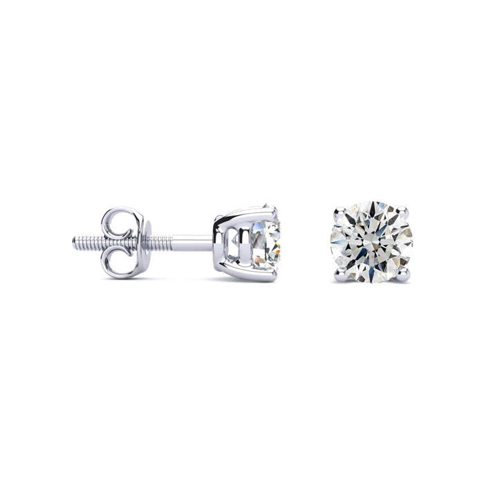 1 Carat Round Diamond Stud Earrings in Platinum (, VS1-VS2 Clarity Enhanced) by SuperJeweler
