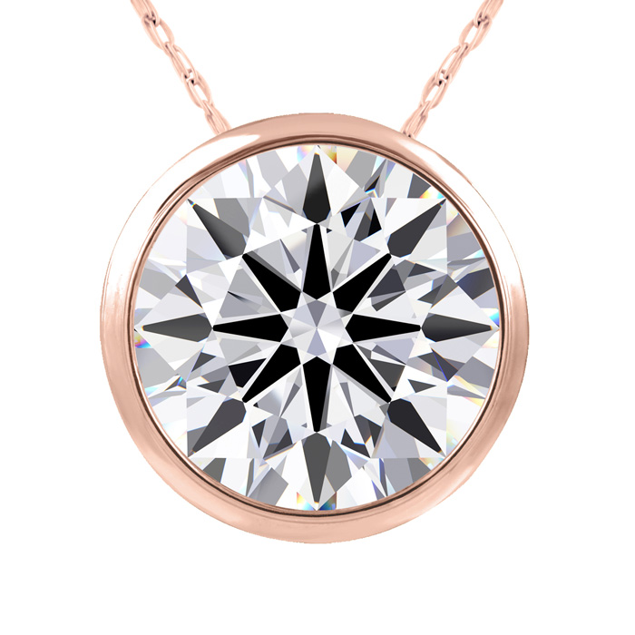 5 Carat Round Shape Lab Grown Diamond Solitaire Necklace in 14K R