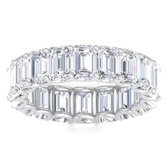 8 Carat Emerald Cut Lab Grown Diamond Eternity Ring in 14K White Gold (8.5 g)  Ring Size 4 (1 Color  VS2 Clarity) by SuperJeweler