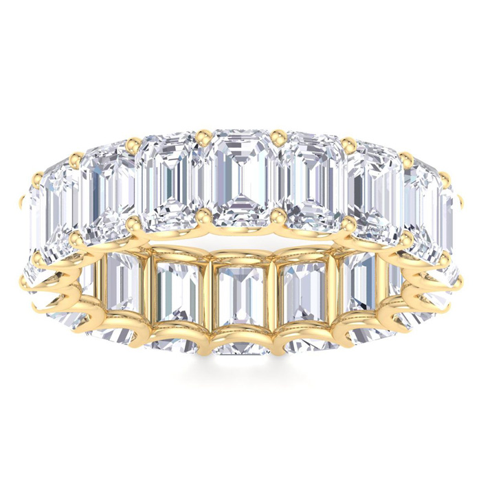 8 Carat Emerald Cut Lab Grown Diamond Eternity Ring in 14K Yellow Gold (8.5 g)  Ring Size 4 (1 Color  VS2 Clarity) by SuperJeweler