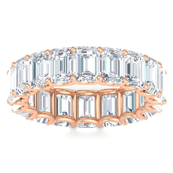 8 Carat Emerald Cut Lab Grown Diamond Eternity Ring in 14K Rose Gold (8.5 g)  Ring Size 4 (1 Color  VS2 Clarity) by SuperJeweler