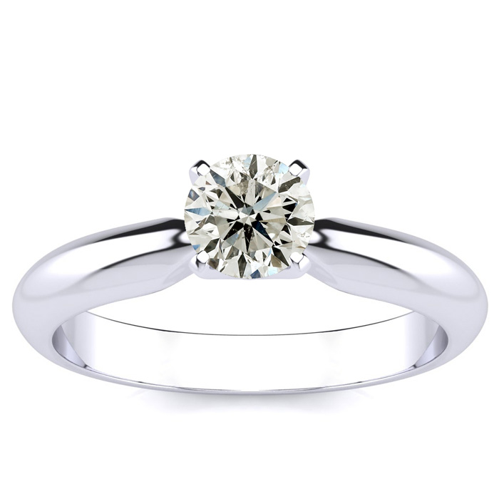 14K White Gold 1/2 Carat Diamond Solitaire Engagement Ring (, I1-I2) by SuperJeweler