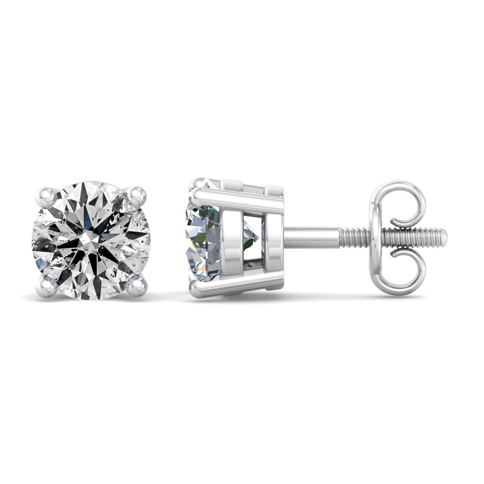 1/2 Ct Halo Pink Diamond Lab Grown Diamond Studs White Gold Screw Back  Earrings