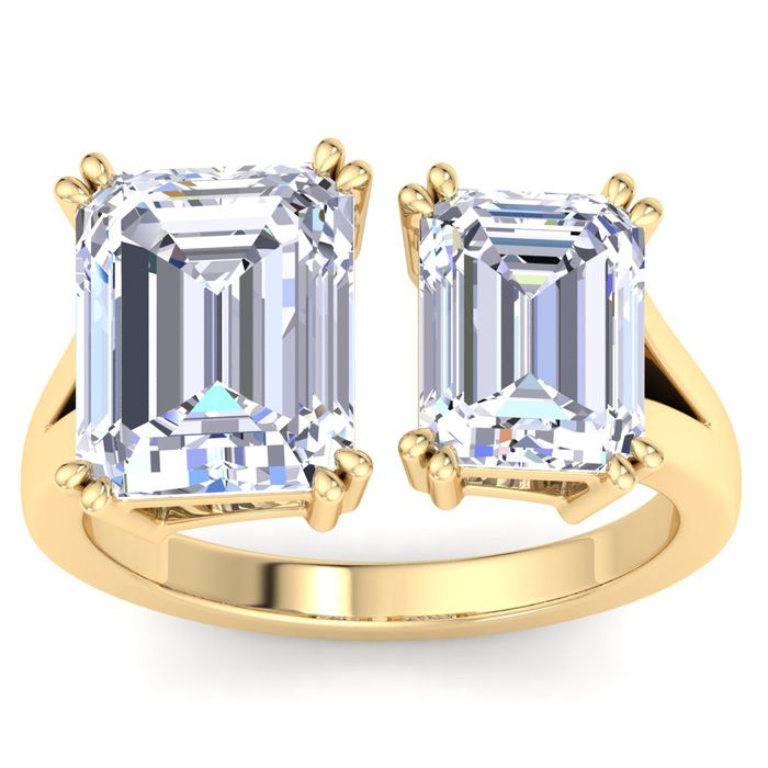 6 Carat Lab Grown Diamond Two Stone Engagement Ring in 14K Yellow Gold (5.6 g)  Emerald Cut (1 Color  VS2 Clarity)  Size 6.5 by SuperJeweler