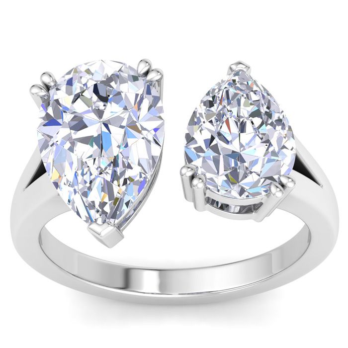 4 3/4 Carat Lab Grown Diamond Two Stone Engagement Ring in 14K White Gold (5 g)  Pear (1 Color  VS2 Clarity) by SuperJeweler