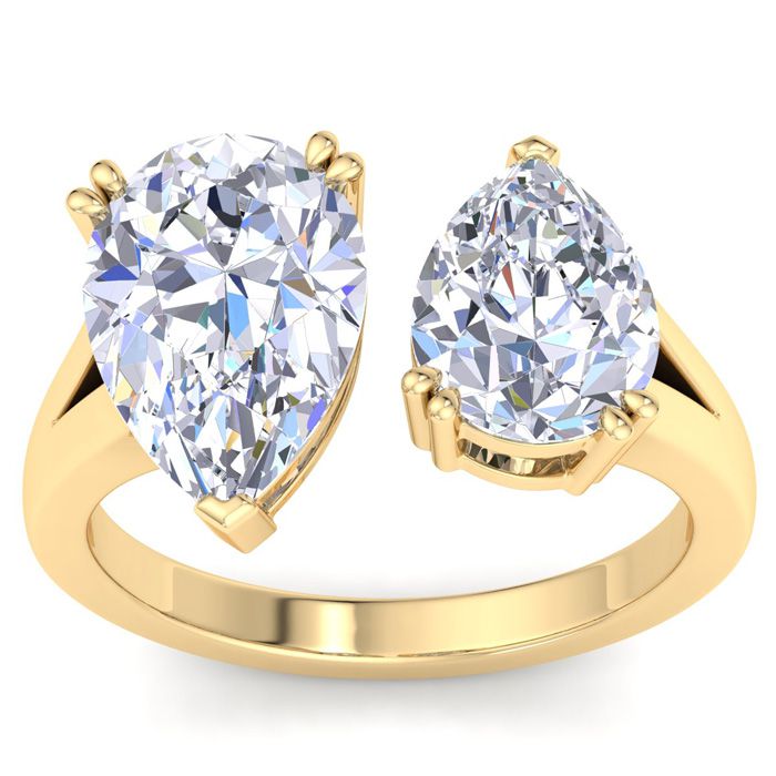 4 3/4 Carat Lab Grown Diamond Two Stone Engagement Ring in 14K Yellow Gold (5 g)  Pear (1 Color  VS2 Clarity) by SuperJeweler