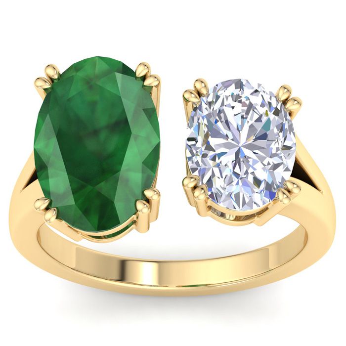 5 Carat Emerald Cut & Lab Grown Diamond Two Stone Engagement Ring in 14K Yellow Gold (5 g)  Oval (1 Color  VS2 Clarity) by SuperJeweler