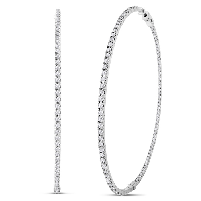 4 Carat Lab Grown Diamond Hoop Earrings in 14K White Gold (16 g) (1 Color  VS2) by SuperJeweler