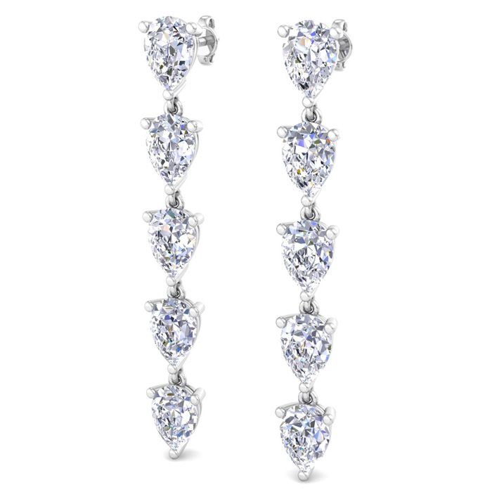 7 1/2 Carat Lab Grown Diamond Drop Earrings in 14K White Gold (4.