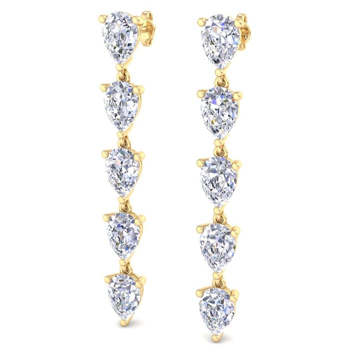 7 1/2 Carat Lab Grown Diamond Drop Earrings in 14K Yellow Gold (4