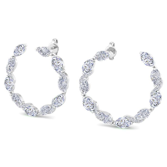 4 3/4 Carat Lab Grown Diamond Hoop Earrings in 14K White Gold (4.6 g)  3/4 Inch (1 Color  VS2 Clarity) by SuperJeweler