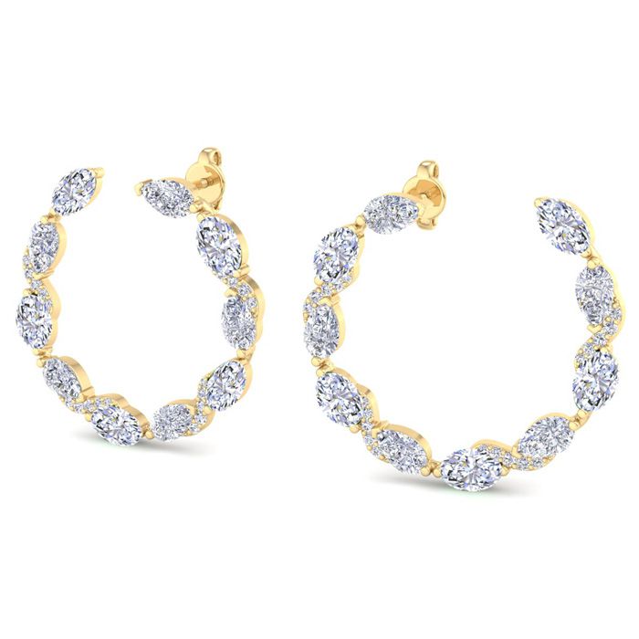 4 3/4 Carat Lab Grown Diamond Hoop Earrings in 14K Yellow Gold (4.6 g)  3/4 Inch (1 Color  VS2 Clarity) by SuperJeweler