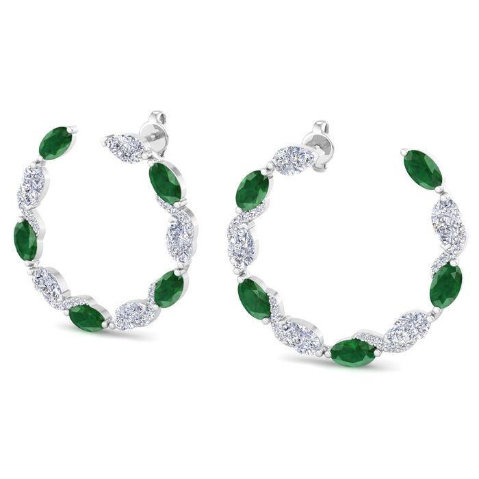 4 3/4 Carat Emerald Cut & Lab Grown Diamond Hoop Earrings in 14K White Gold (4.6 g) (1 Color  VS2 Clarity) by SuperJeweler