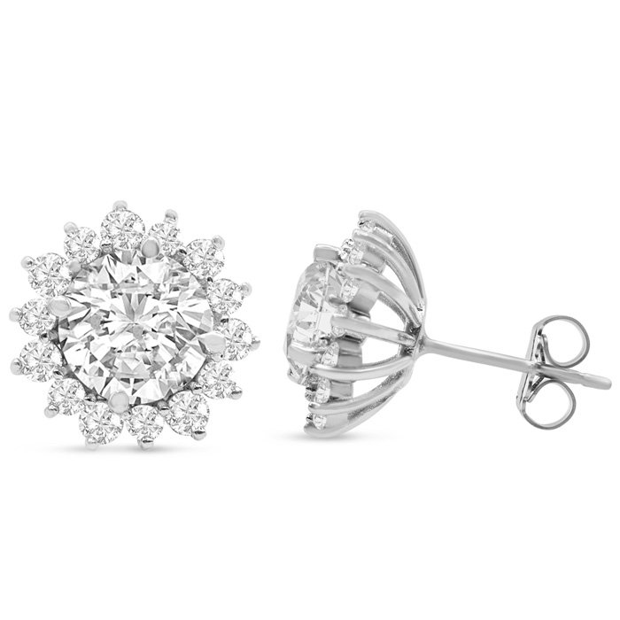 5 Carat Lab Grown Diamond Halo Stud Earrings in 14K White Gold (4.4 g) (1 Color  VS2 Clarity) by SuperJeweler