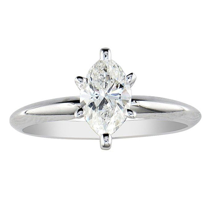 1/4 Carat Marquise Diamond Solitaire Ring in White Gold (, SI2-I1) by SuperJeweler