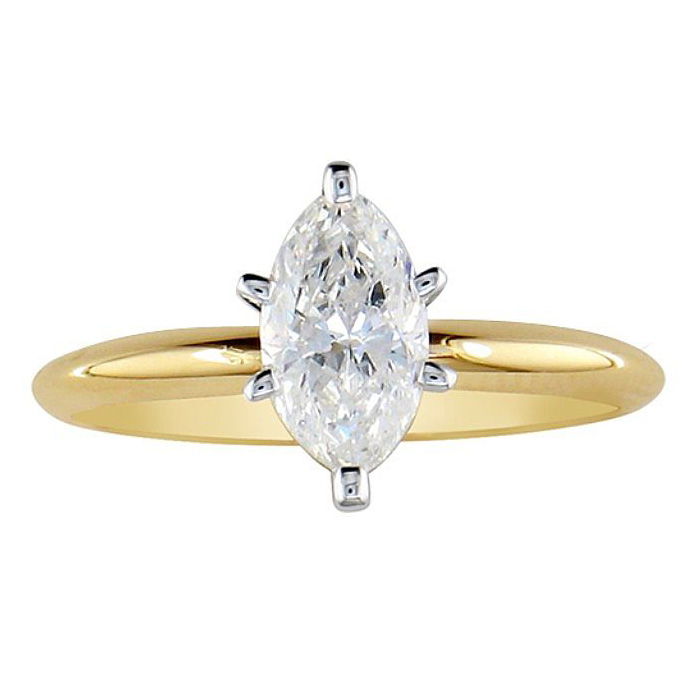 1/4 Carat Marquise Diamond Solitaire Ring in Yellow Gold (, SI2-I1) by SuperJeweler