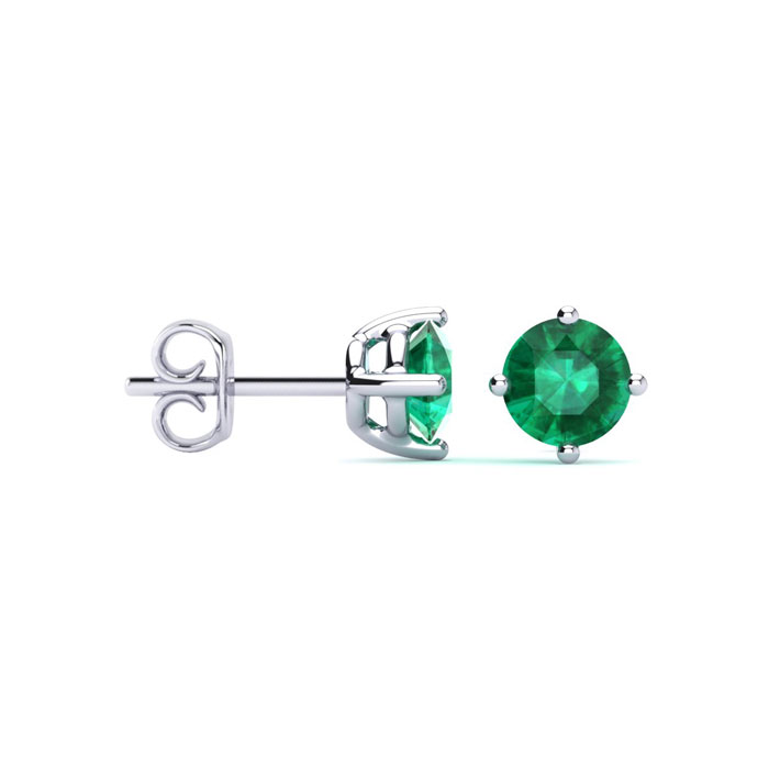 1/2 Carat Natural Emerald Stud Earrings In Sterling Silver By SuperJeweler