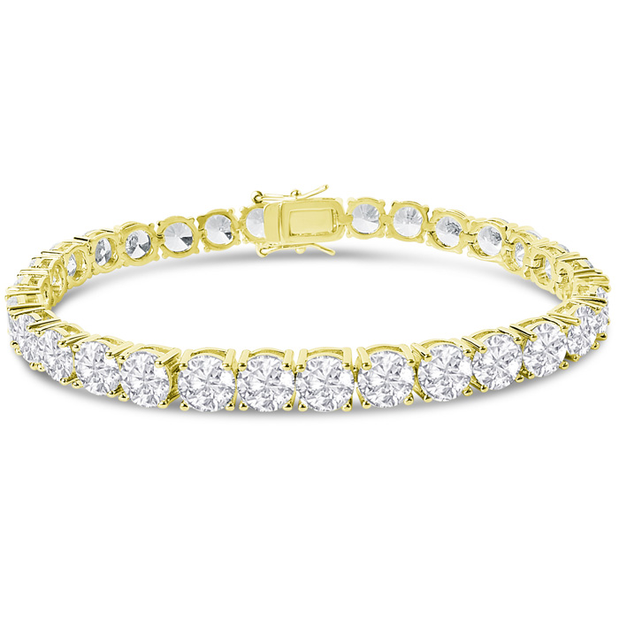 23 Carat Lab Grown Diamond Tennis Bracelet in 14K Yellow Gold (12