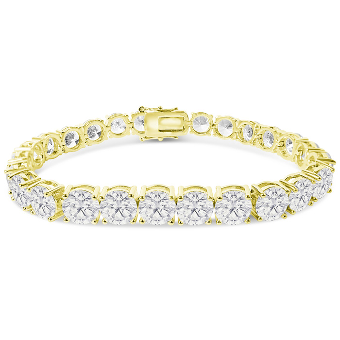 32 Carat Lab Grown Diamond Tennis Bracelet in 14K Yellow Gold (15