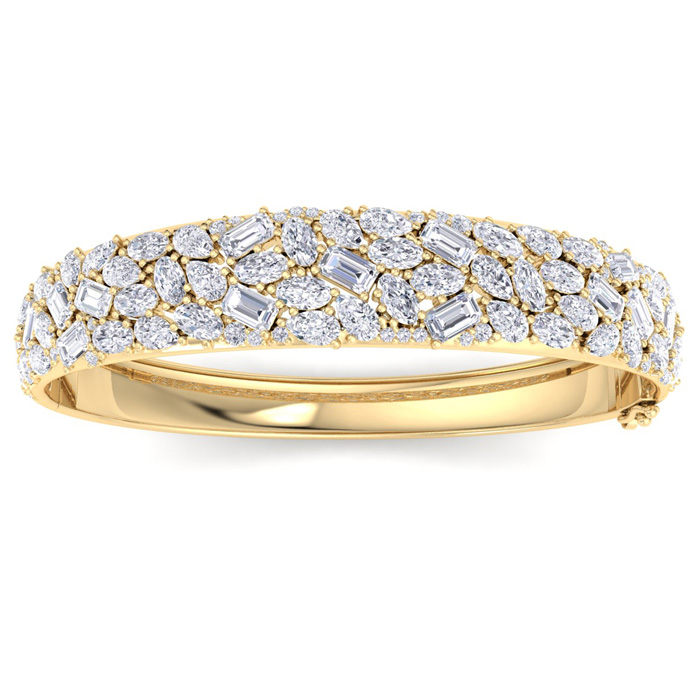 13 Carat Lab Grown Diamond Fancy Bangle Bracelet in 14K Yellow Go