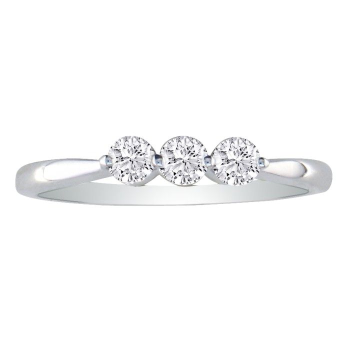 .15 Carat Three Diamond Promise Ring in White Gold (1.8 g),  by SuperJeweler