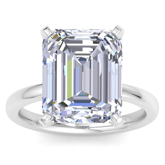 7 Carat Emerald Cut Lab Grown Diamond Solitaire Engagement Ring in 14K White Gold (2 g) (1 Color VS2) by SuperJeweler