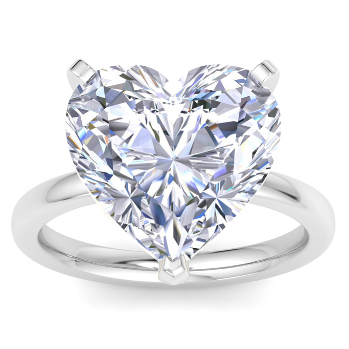 7 Carat Heart Shape Lab Grown Diamond Solitaire Engagement Ring in 14K White Gold (2 g) (1 Color VS2) by SuperJeweler