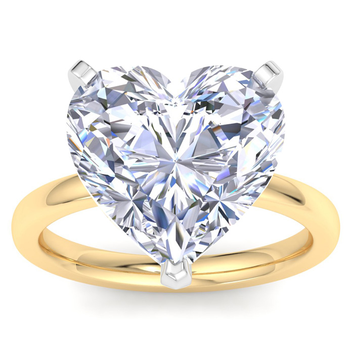 7 Carat Heart Shape Lab Grown Diamond Solitaire Engagement Ring in 14K Yellow Gold (2 g) (1 Color VS2) by SuperJeweler