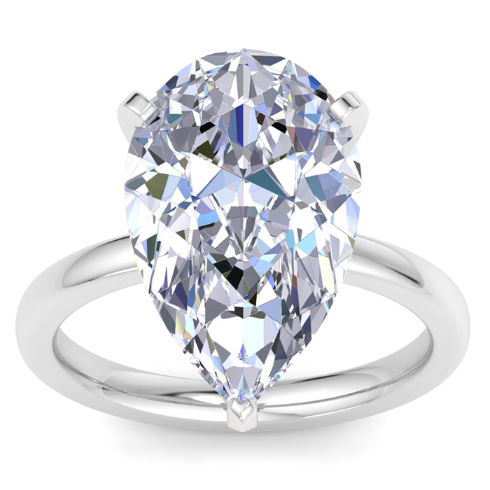 7 Carat Pear Shape Lab Grown Diamond Solitaire Engagement Ring in 14K White Gold (2 g) (1 Color VS2) by SuperJeweler