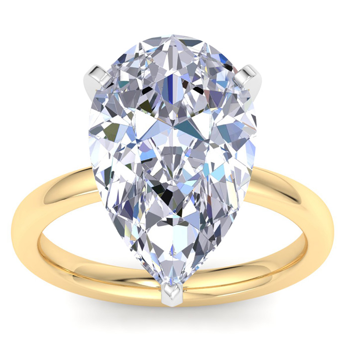 7 Carat Pear Shape Lab Grown Diamond Solitaire Engagement Ring in 14K Yellow Gold (2 g) (1 Color VS2) by SuperJeweler