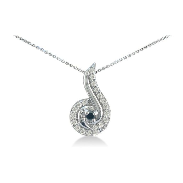1/4 Carat Swirling White & Black Diamond Pendant Necklace in White Gold (1 g), , 18 Inch Chain by SuperJeweler