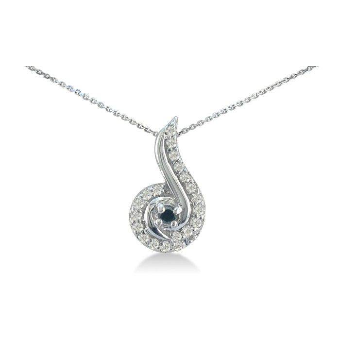 1/4 Carat Swirling White & Black Diamond Pendant In 10k White Gold (1 G), J/K By SuperJeweler