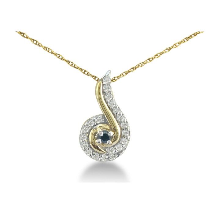 1/4 Carat Swirling White & Black Diamond Pendant In 10k Yellow Gold (1 G), J/K By SuperJeweler