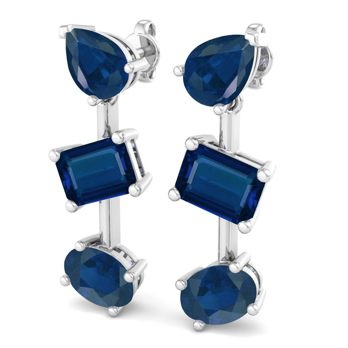 Sapphire Earrings 5 Carat Sapphire Drop Earrings in 14K White Gold (4.7 g)  1 Inch by SuperJeweler