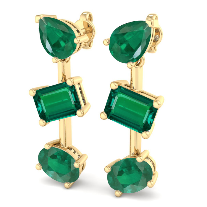 Emerald Earrings 5 Carat Emerald Drop Earrings in 14K Yellow Gold (4.7 g)  1 Inch by SuperJeweler