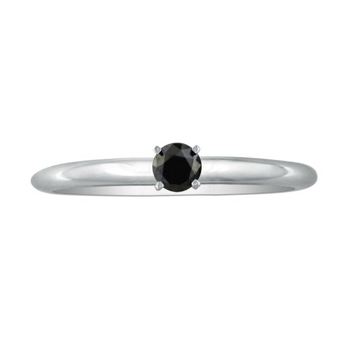 1/10 Carat Black Diamond Solitaire Ring in White Gold (1.1 g) by SuperJeweler