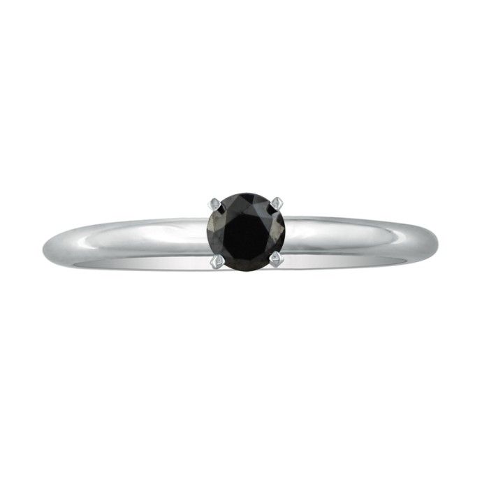 1/4 Carat Black Diamond Solitaire Ring in White Gold (1.2 g) by SuperJeweler