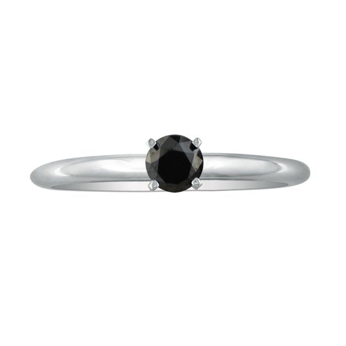 1/3 Carat Black Diamond Solitaire Ring in White Gold (1.4 g) by SuperJeweler