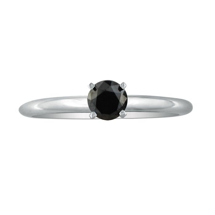 1/2 Carat Black Diamond Solitaire Ring in White Gold (1.4 g) by SuperJeweler