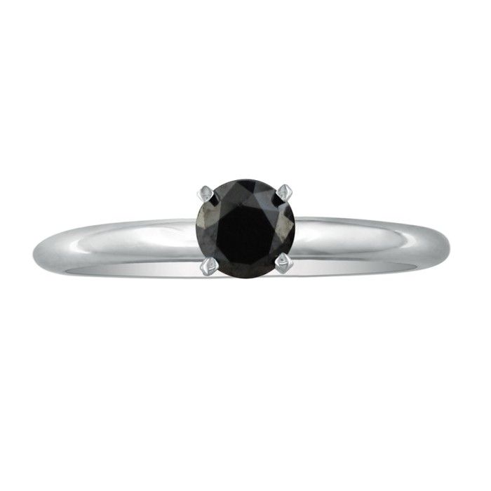 3/4 Carat Black Diamond Solitaire Ring in White Gold (2.1 g) by SuperJeweler