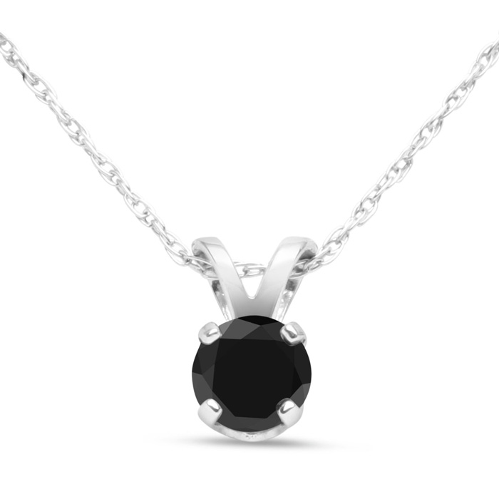 1/4 Carat Black Diamond Solitaire Pendant Necklace in 14k White Gold (0.8 g), 18 Inch Chain by SuperJeweler