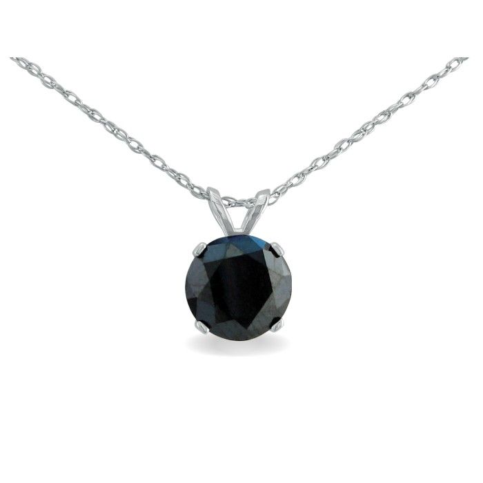 1.5 Carat Black Diamond Solitaire Pendant Necklace in 14k White Gold (1.4 g), 18 Inch Chain by SuperJeweler