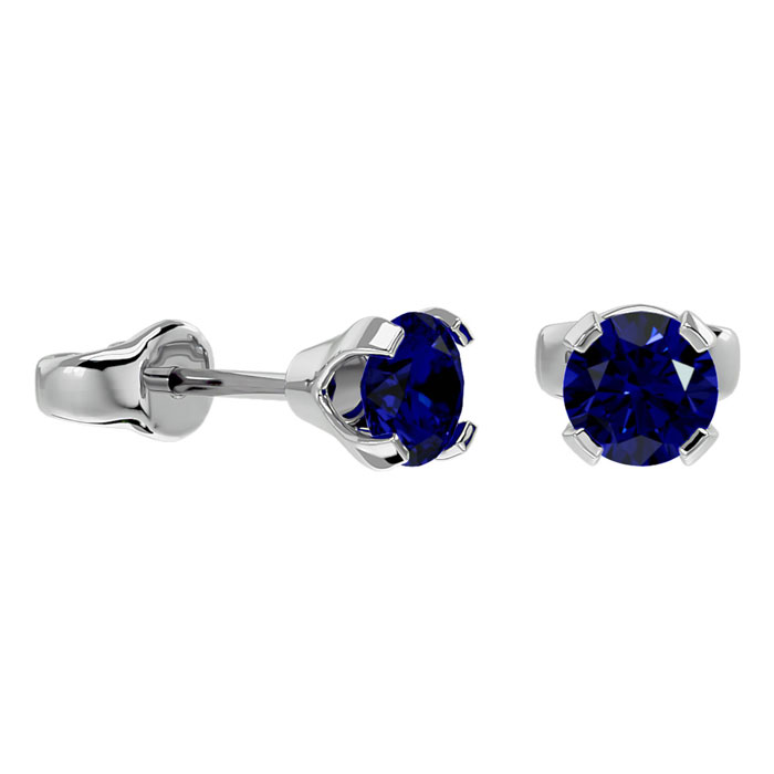 0.60 Carat Blue Sapphire Stud Earrings In 14K White Gold (0.3 G) FIlled By SuperJeweler