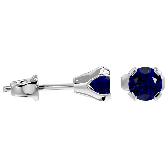 18K White Gold Blue Sapphire Studs – Noémie