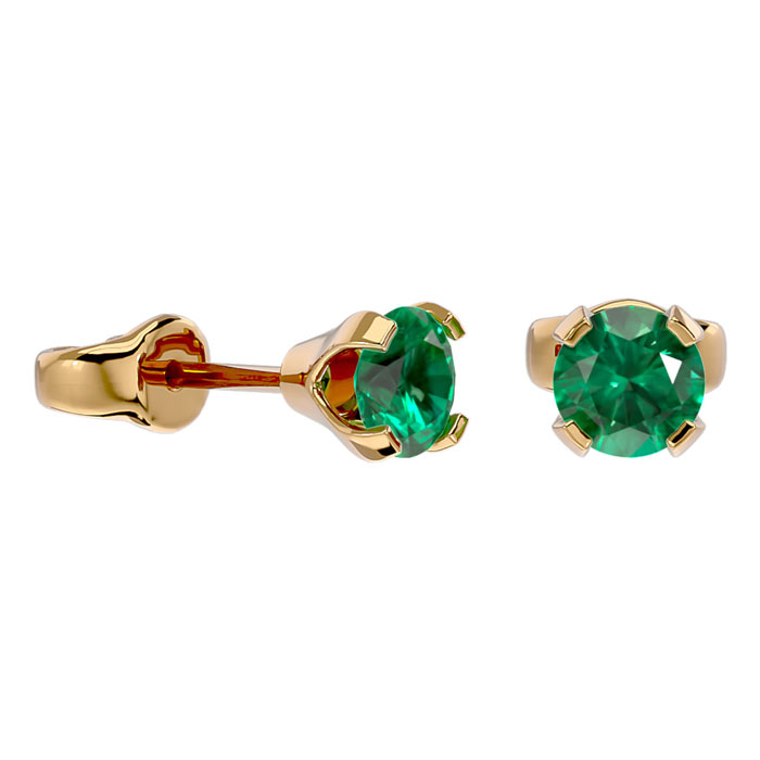 1/2 Carat Emerald Stud Earrings in 14K Yellow Gold (0.3 g) FIlled by SuperJeweler