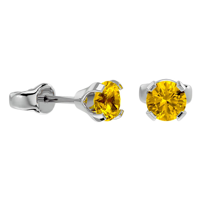 0.60 Carat Citrine Stud Earrings in 14K White Gold (0.3 g) FIlled by SuperJeweler