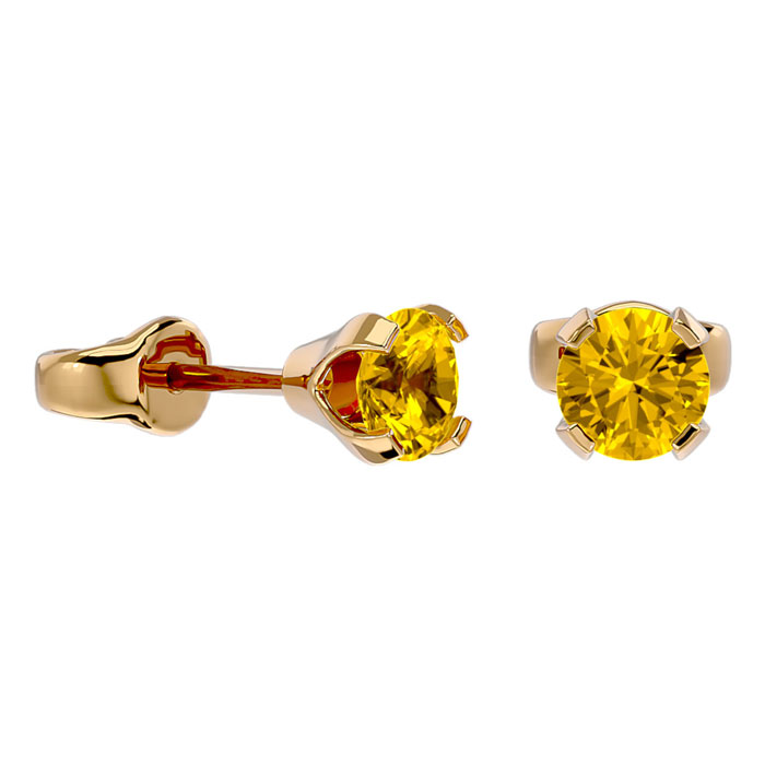 0.60 Carat Citrine Stud Earrings in Yellow Gold