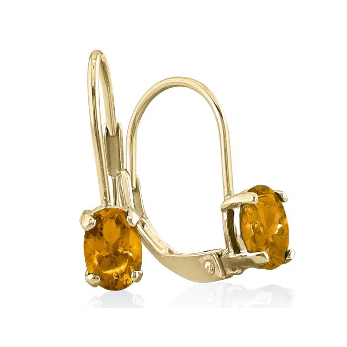 1 1/5 Carat Oval Shape Citrine Leverback Earrings in 14K Yellow Gold (1 gram) by SuperJeweler