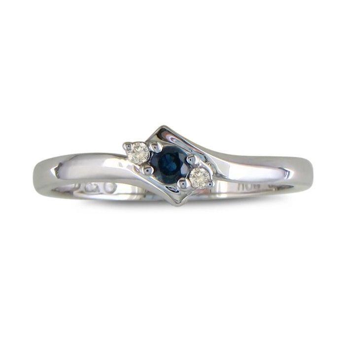 Dainty Bypass Sapphire & Diamond Ring in White Gold (1.6 g),  by SuperJeweler