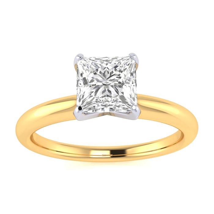 3/4 Carat Princess Cut Diamond Engagement Ring In 14K Yellow Gold (2.1 G) (J-K, I1-I2) By SuperJeweler